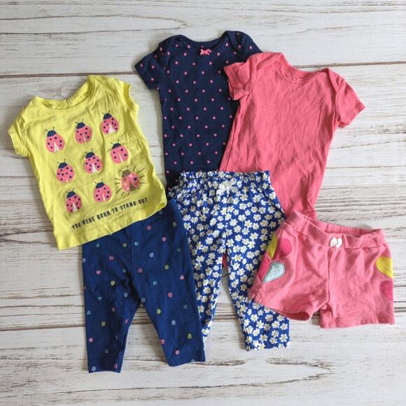 Carter's Lady Bug and Floral Daisy Print 6 piece bundle sz 6 M - Picture 1 of 5
